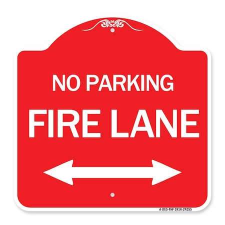 Signmission Colorado Fire Lane W/ Bidirectional Arrow, Red & White Aluminum Sign, 18" x 18", RW-1818-24255 A-DES-RW-1818-24255